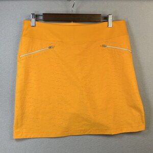 Annika By Cutter & Buck CB Golf Skort Women's Medium Orange Dotted Pattern Skirt